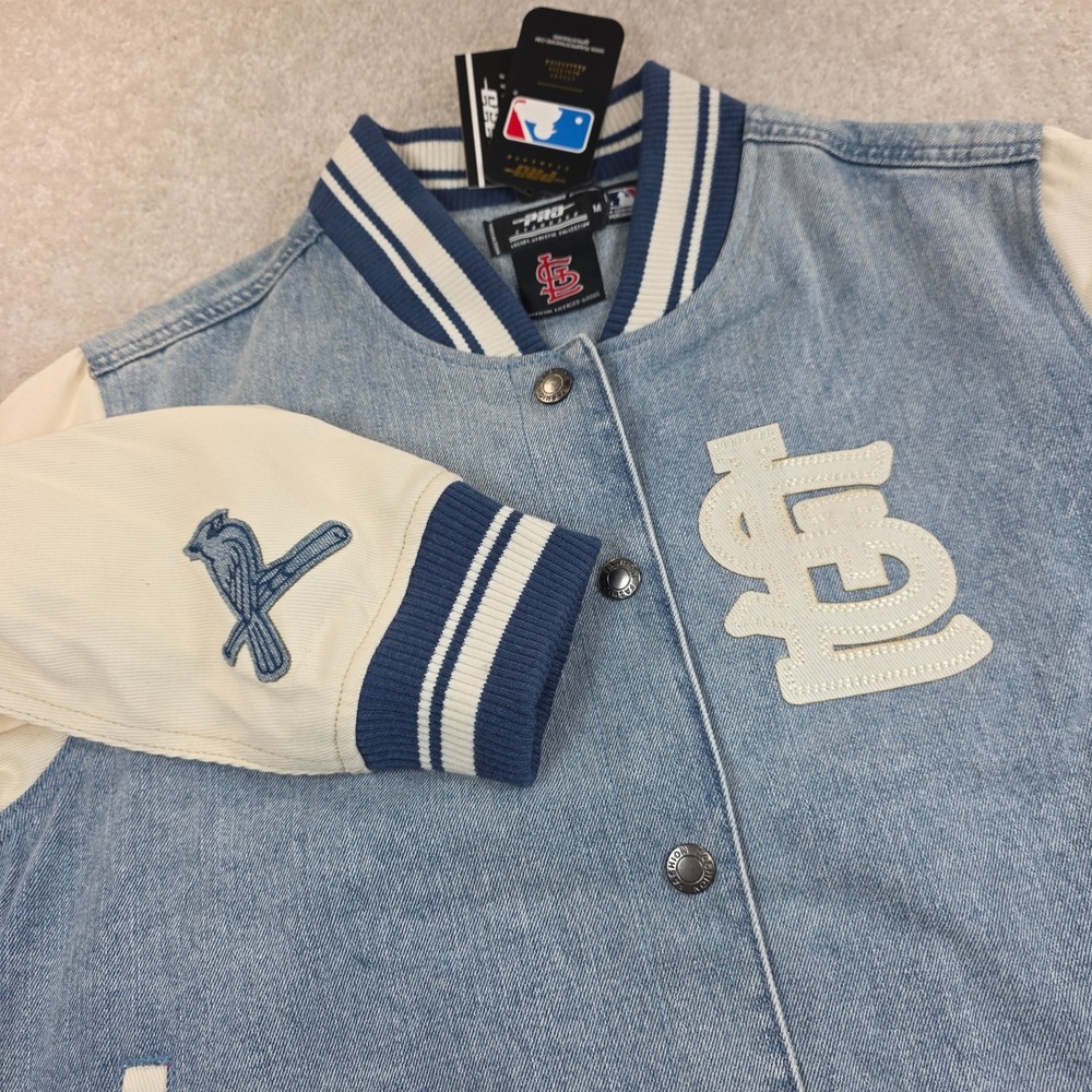 Pro Standard Varsity Jacket Womens M Blue White MLB Cardinals Denim LSCU38999